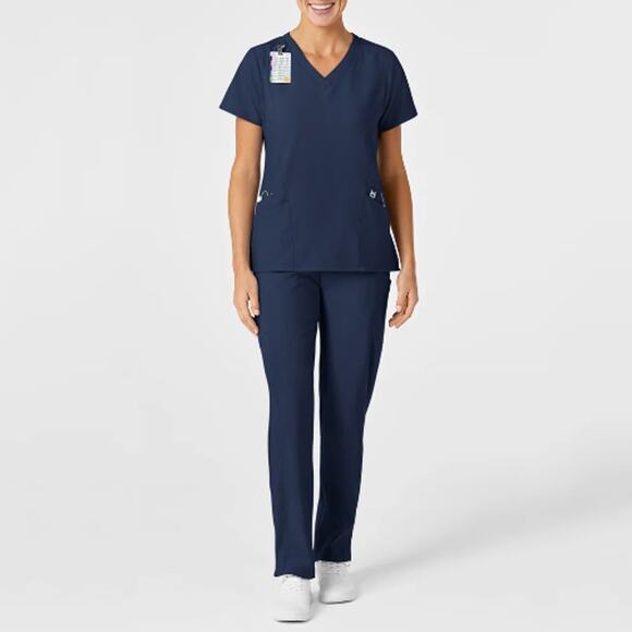 New ~ WONDER WINK W123 ~   Stylized V-Neck Scrub Top Size XS - Picture 11 of 11